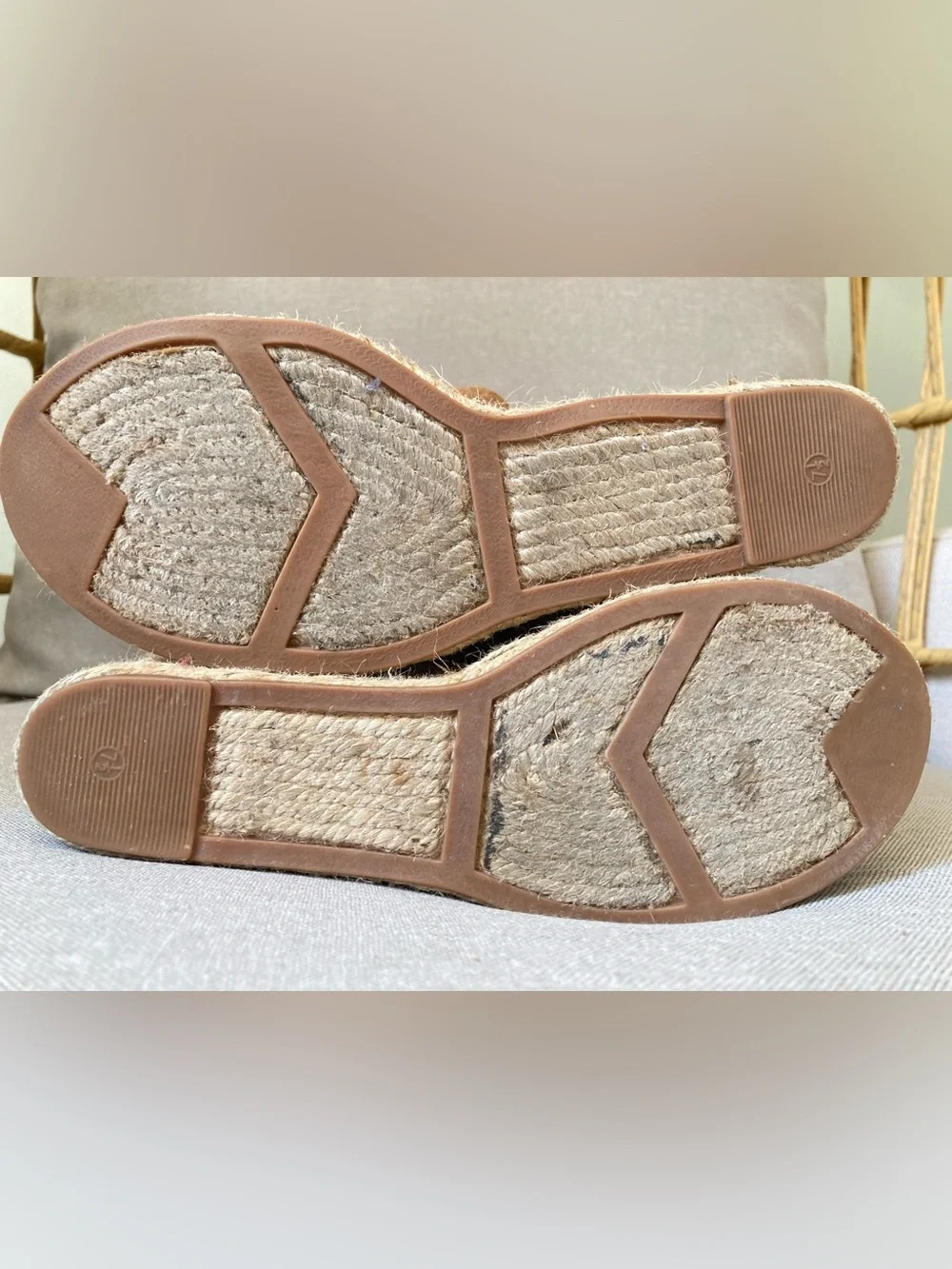Marc Fisher LTD Adalyn Cognac Suede Leather Espadrille Platform Wedge Sandal 7.5